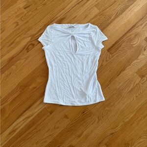 Sexy keyhole white top blouse